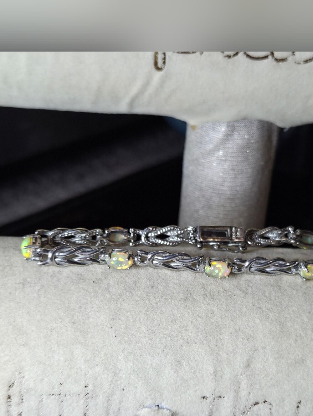 Vintage Magic! Helzberg Diamonds Fancy Designer Opal & Sterling Bracelet - Picture 12 of 17